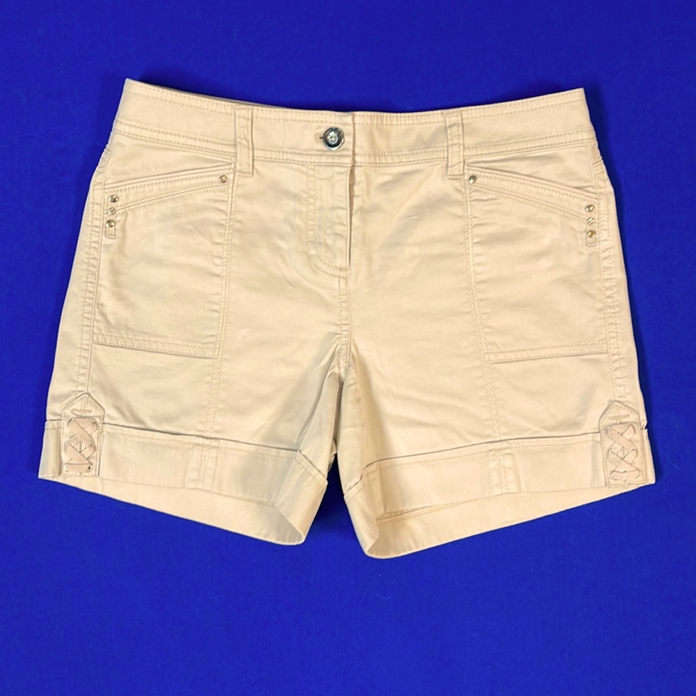 WH|BM - White House Black Market -  Cuffed Tan Shorts with Cute Detail - Size 2